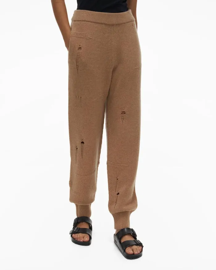 Women Helmut Lang Pants Distressed Pant Camel