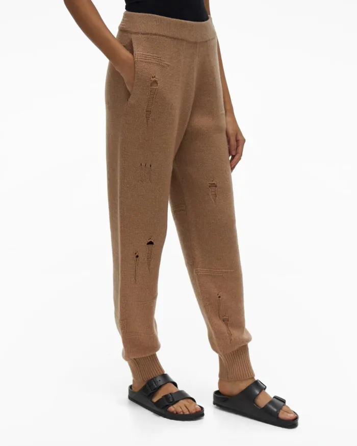 Women Helmut Lang Pants Distressed Pant Camel