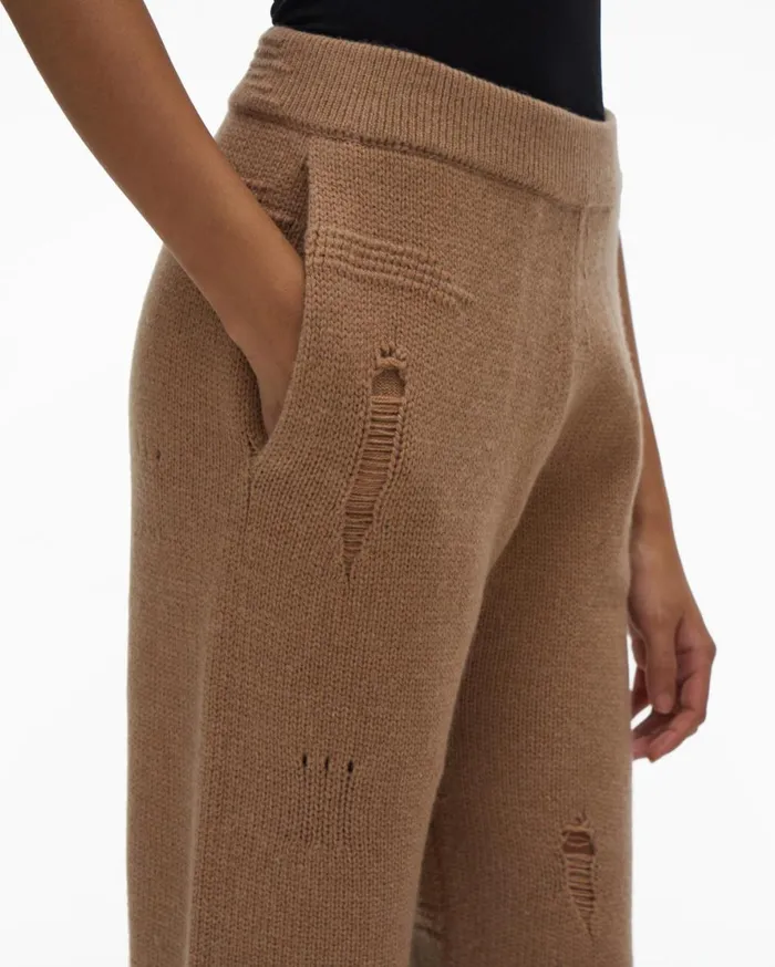 Women Helmut Lang Pants Distressed Pant Camel