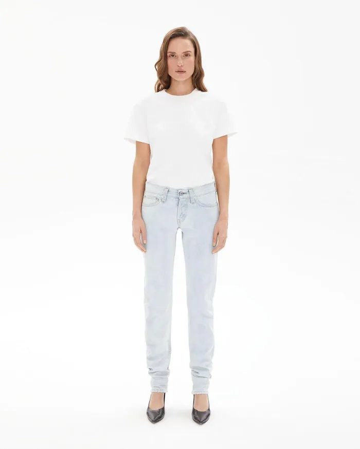 Women Helmut Lang Pants Masc Lo Drainpipe Jeans Acc Flat Bleach Indigo
