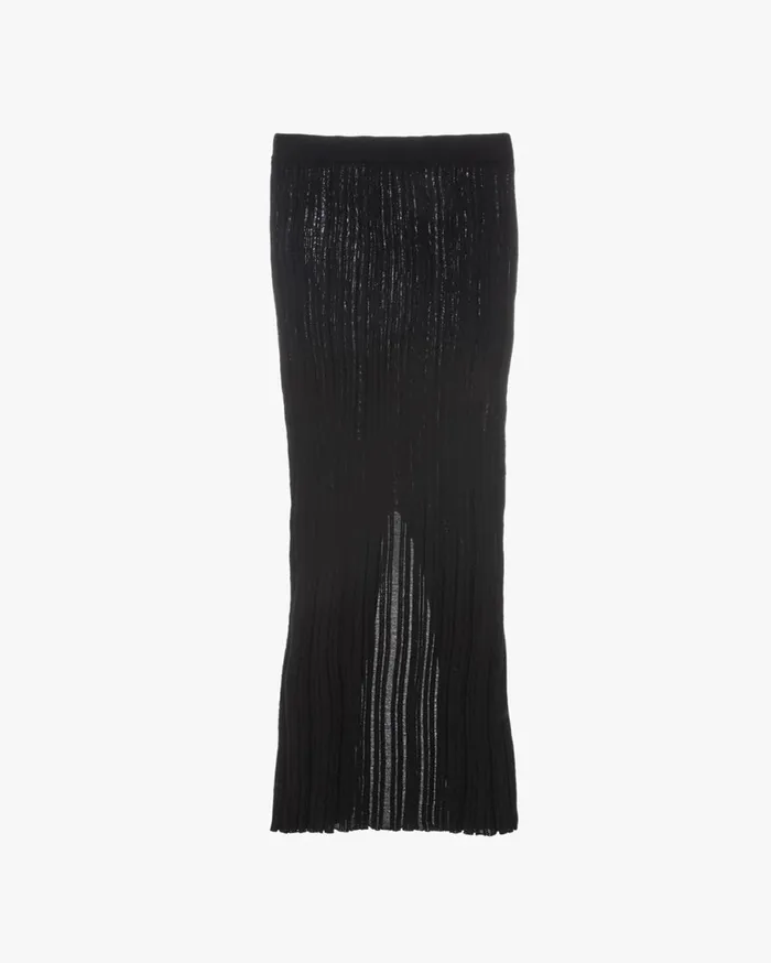 Women Helmut Lang Skirts Fine Wool Rib Skirt Black