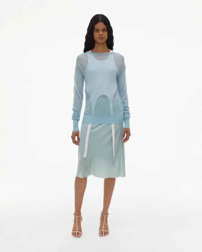 Women Helmut Lang Skirts Front Velvet Slip Skirt Foam