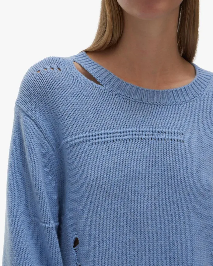 Women Helmut Lang Sweaters Distressed Sweater Aquarius