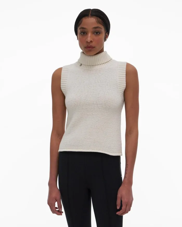 Women Helmut Lang Sweaters Turtleneck Tank Muslin