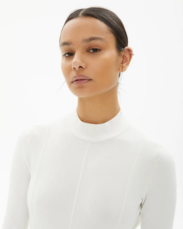 Women Helmut Lang Sweaters Viscose Stretch Bodysuit Ecru