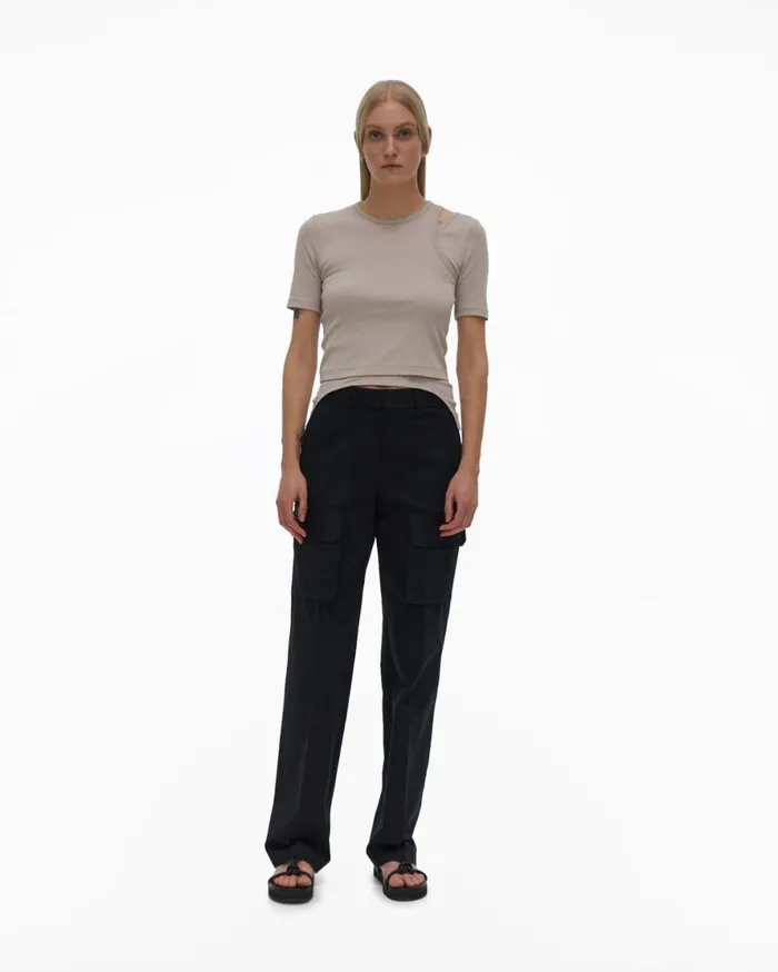 Women Helmut Lang TShirts and Sweatshirts Double Rib Tee Set Cement