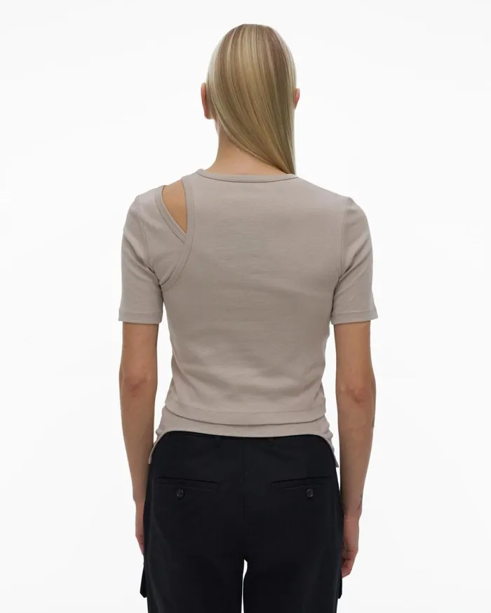 Women Helmut Lang TShirts and Sweatshirts Double Rib Tee Set Cement