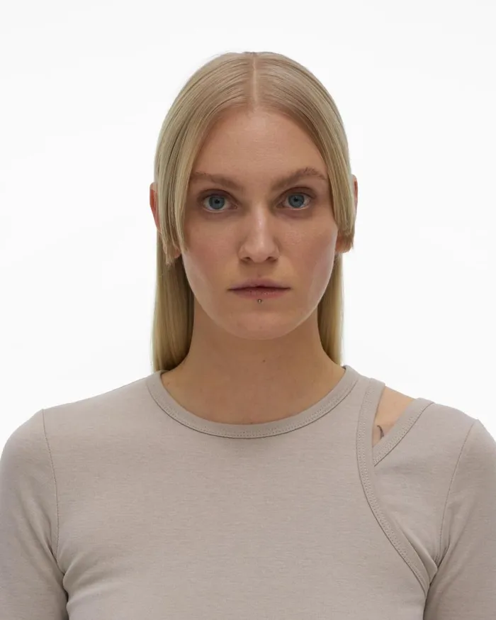 Women Helmut Lang TShirts and Sweatshirts Double Rib Tee Set Cement