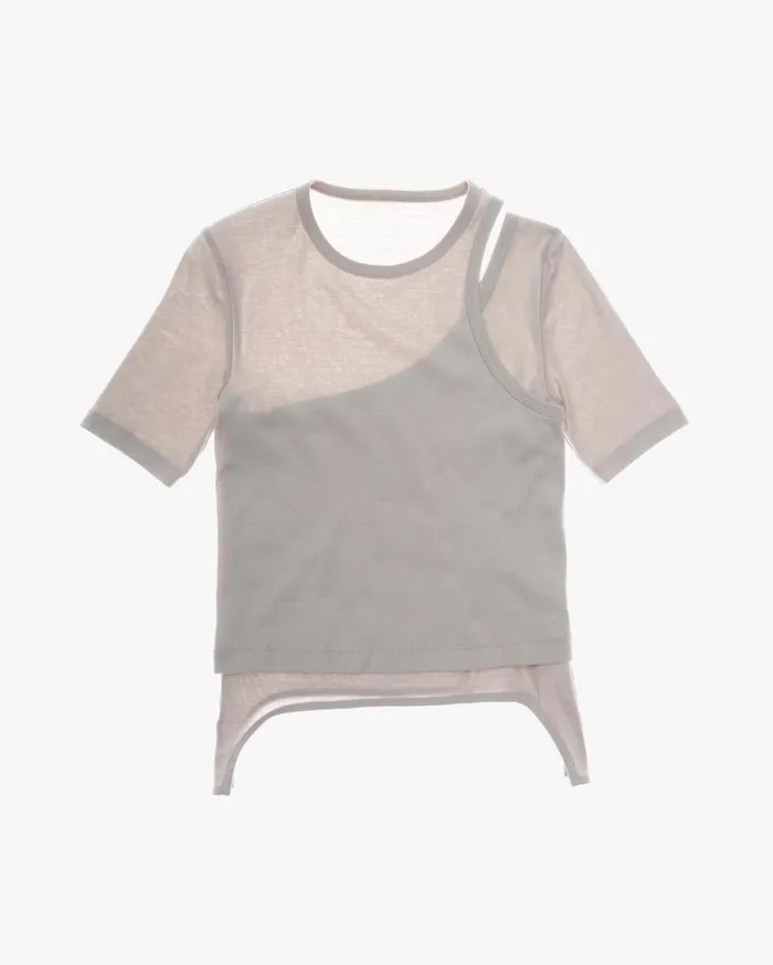 Women Helmut Lang TShirts and Sweatshirts Double Rib Tee Set Cement