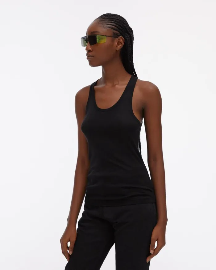 Women Helmut Lang TShirts and Sweatshirts Silk Rib Tank Onyx