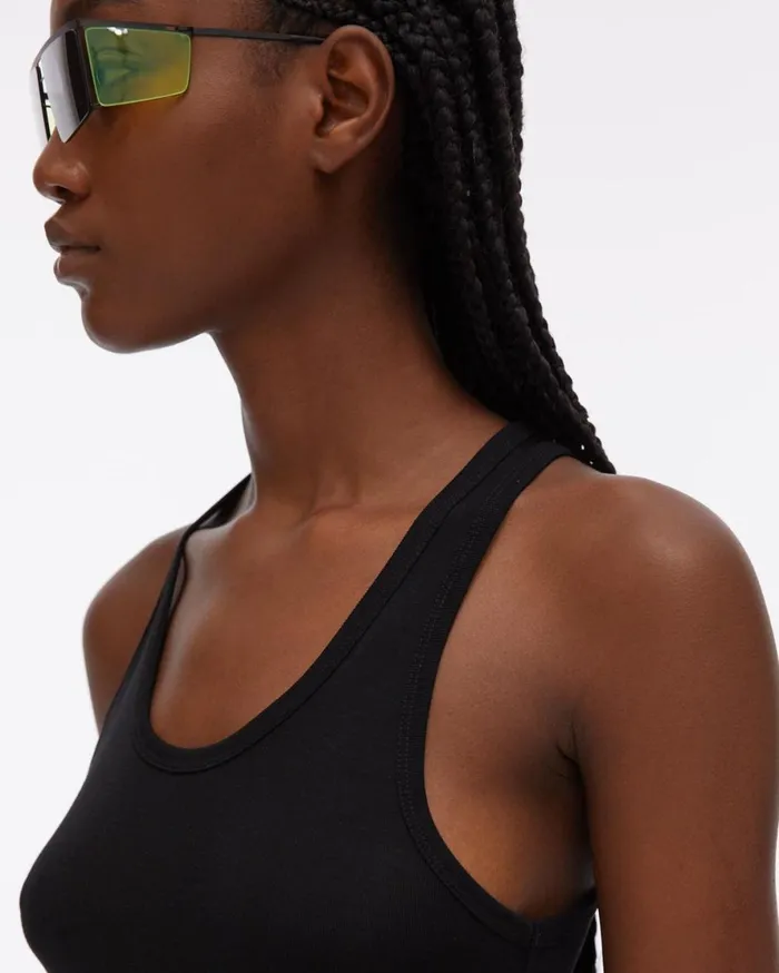 Women Helmut Lang TShirts and Sweatshirts Silk Rib Tank Onyx