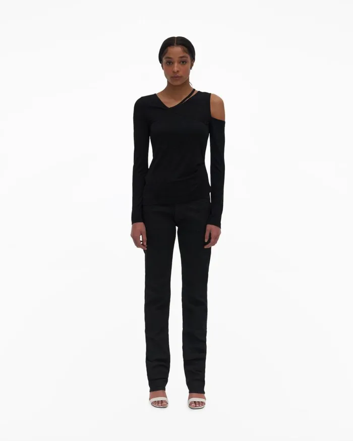 Women Helmut Lang Tops Asymmetrical Top Basalt Black