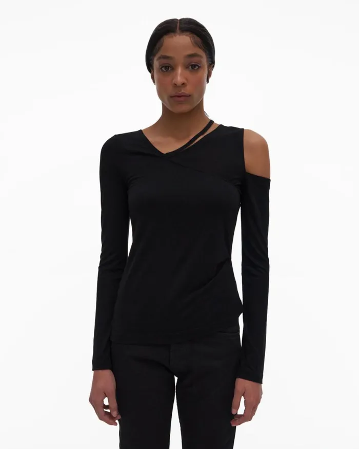 Women Helmut Lang Tops Asymmetrical Top Basalt Black