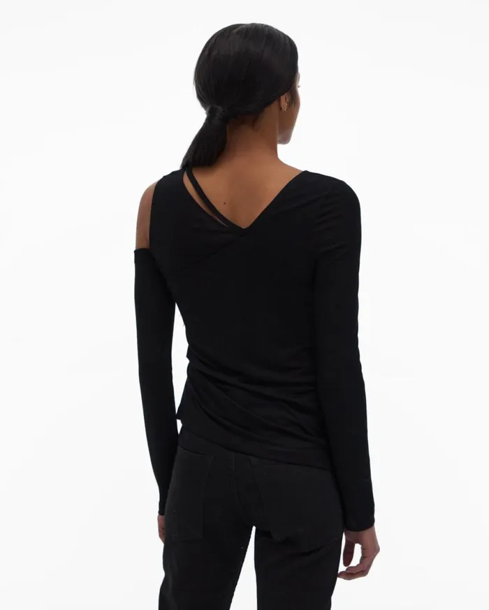 Women Helmut Lang Tops Asymmetrical Top Basalt Black