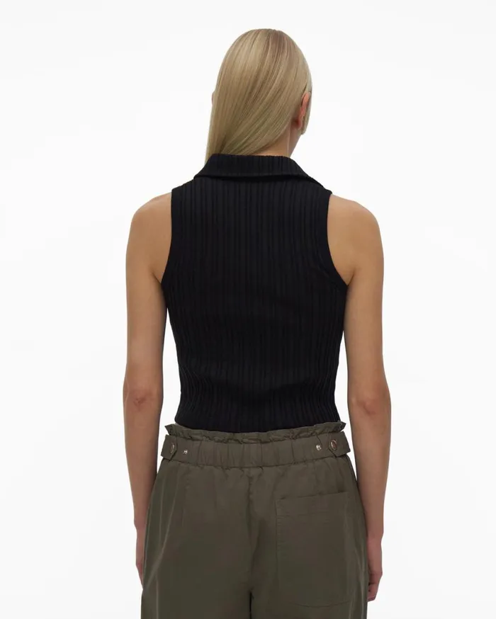 Women Helmut Lang Tops Cropped Polo Black