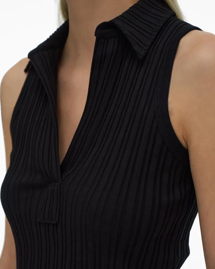 Women Helmut Lang Tops Cropped Polo Black