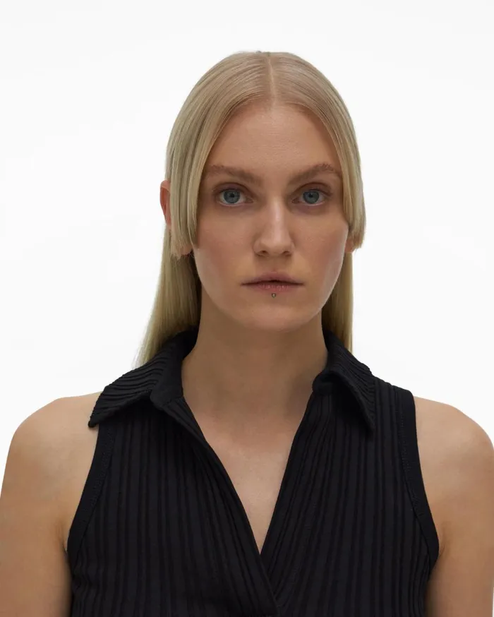 Women Helmut Lang Tops Cropped Polo Black