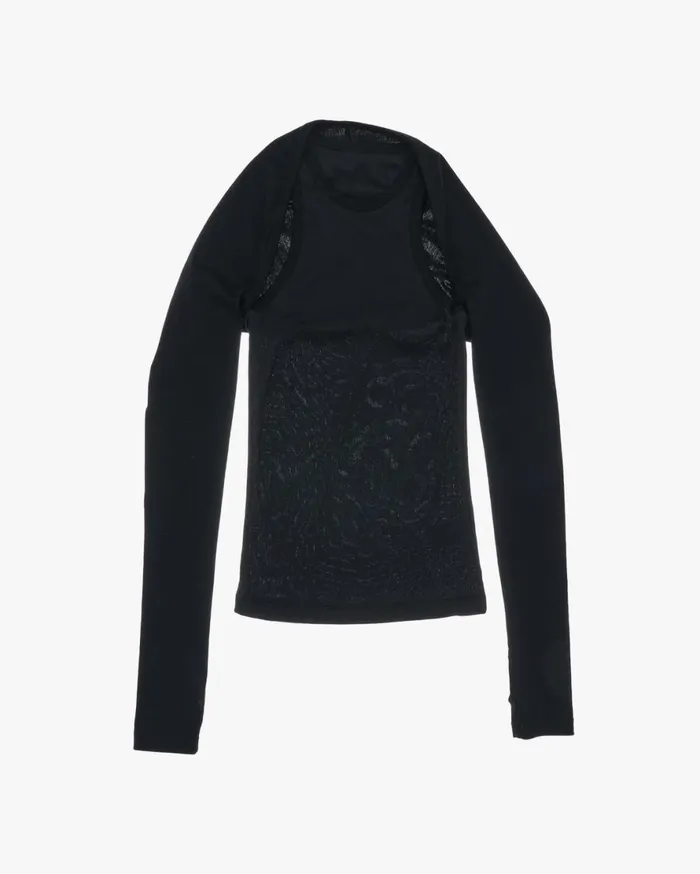 Women Helmut Lang Tops Double Rib Tee Set Basalt Black