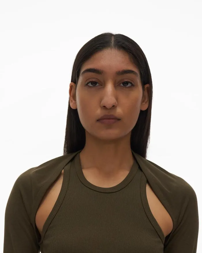 Women Helmut Lang Tops Double Rib Tee Set Light Sage