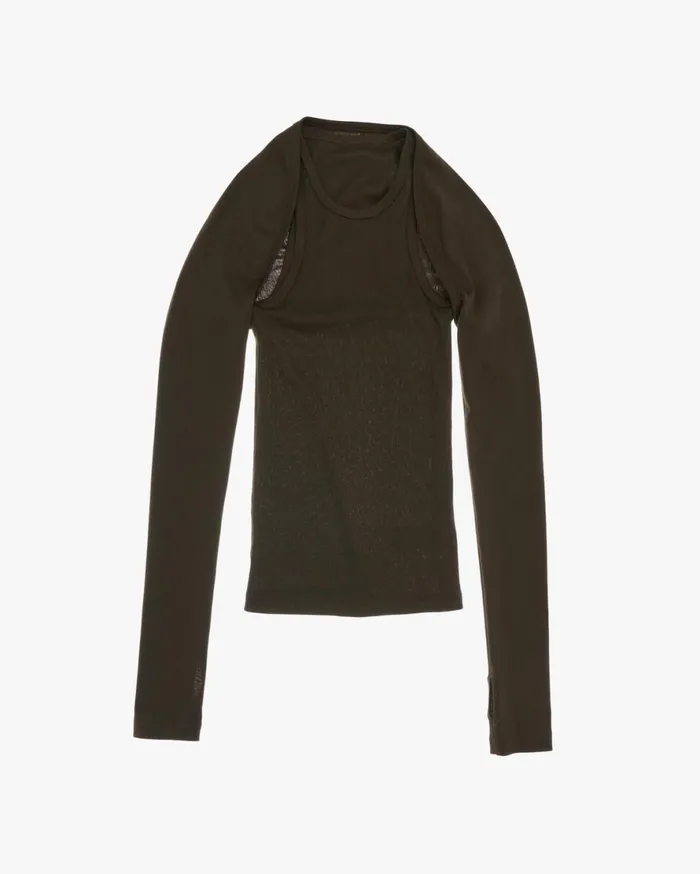 Women Helmut Lang Tops Double Rib Tee Set Light Sage