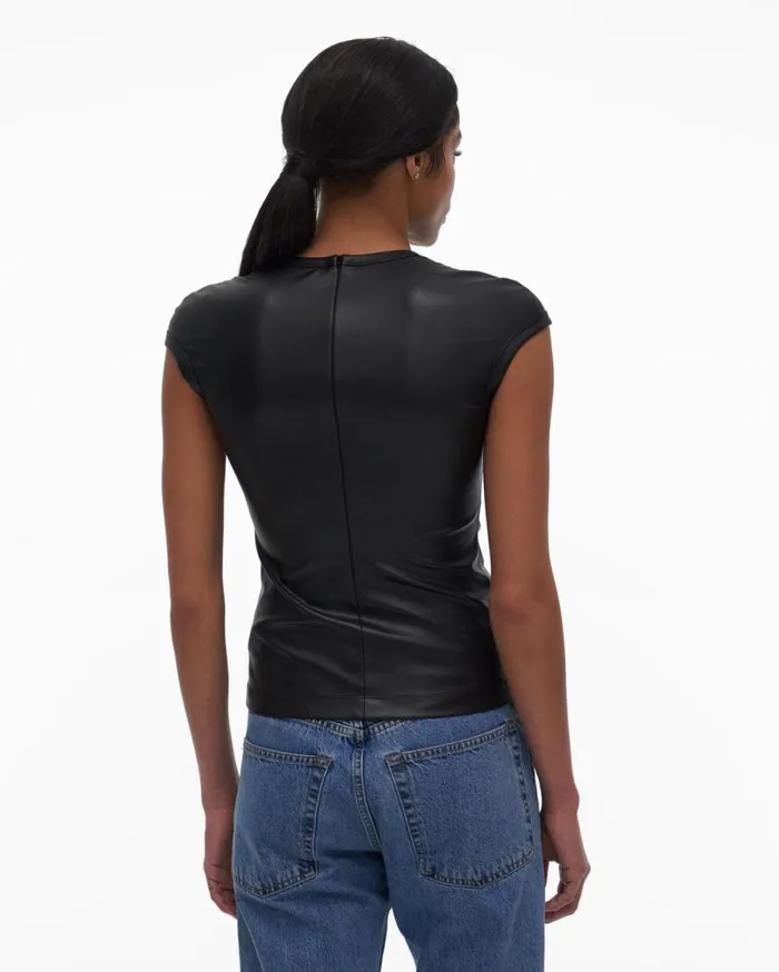 Women Helmut Lang Tops Faux Leather Top Black