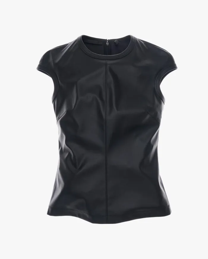 Women Helmut Lang Tops Faux Leather Top Black