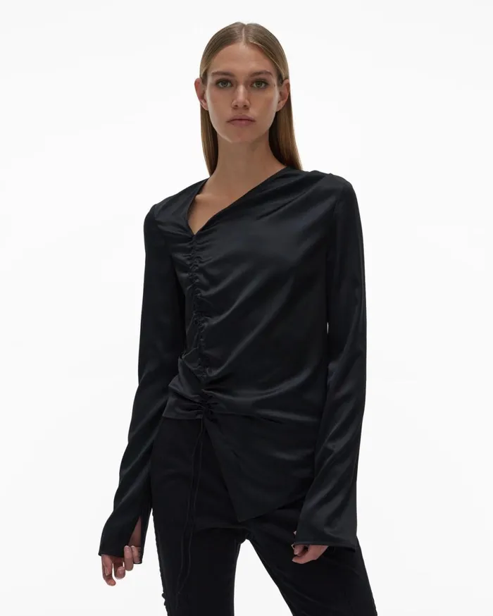 Women Helmut Lang Tops Ruched Top Black