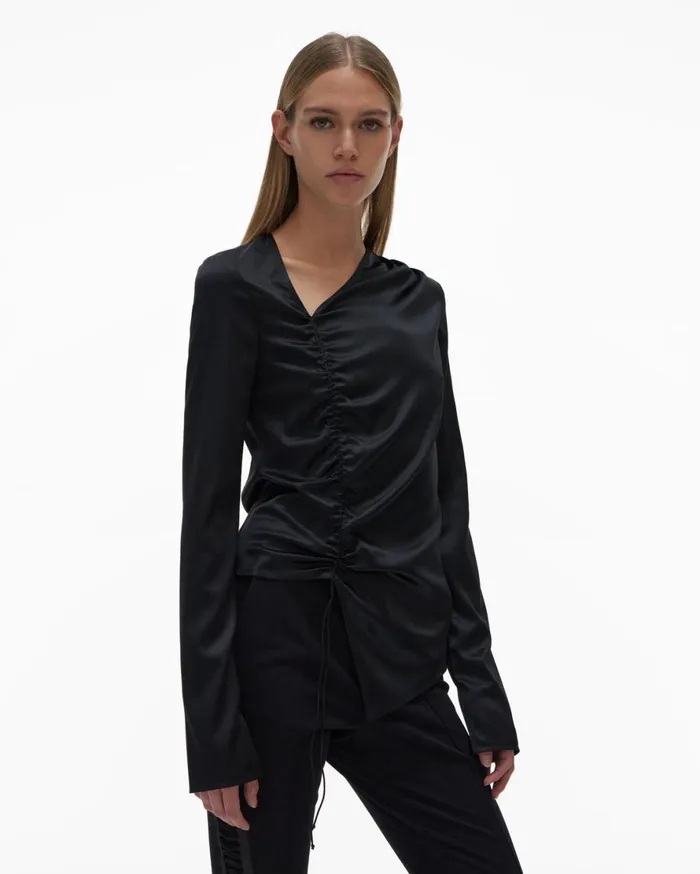 Women Helmut Lang Tops Ruched Top Black