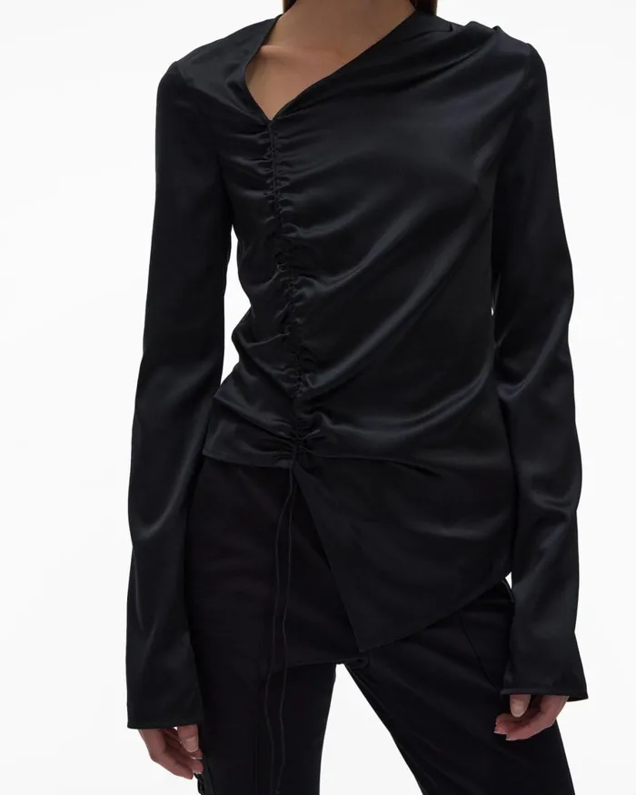 Women Helmut Lang Tops Ruched Top Black