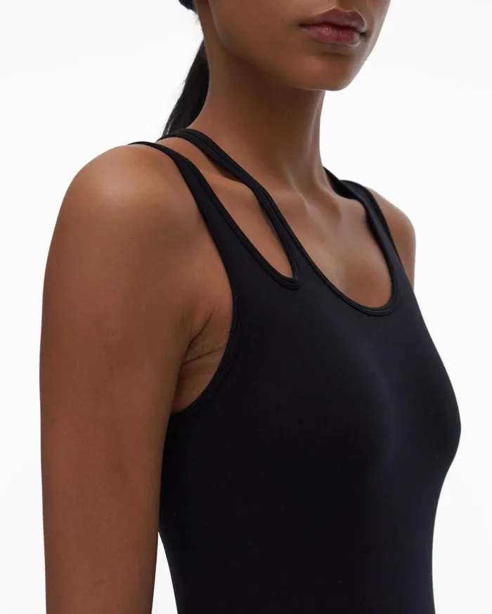 Women Helmut Lang Tops Slash Bodysuit Black