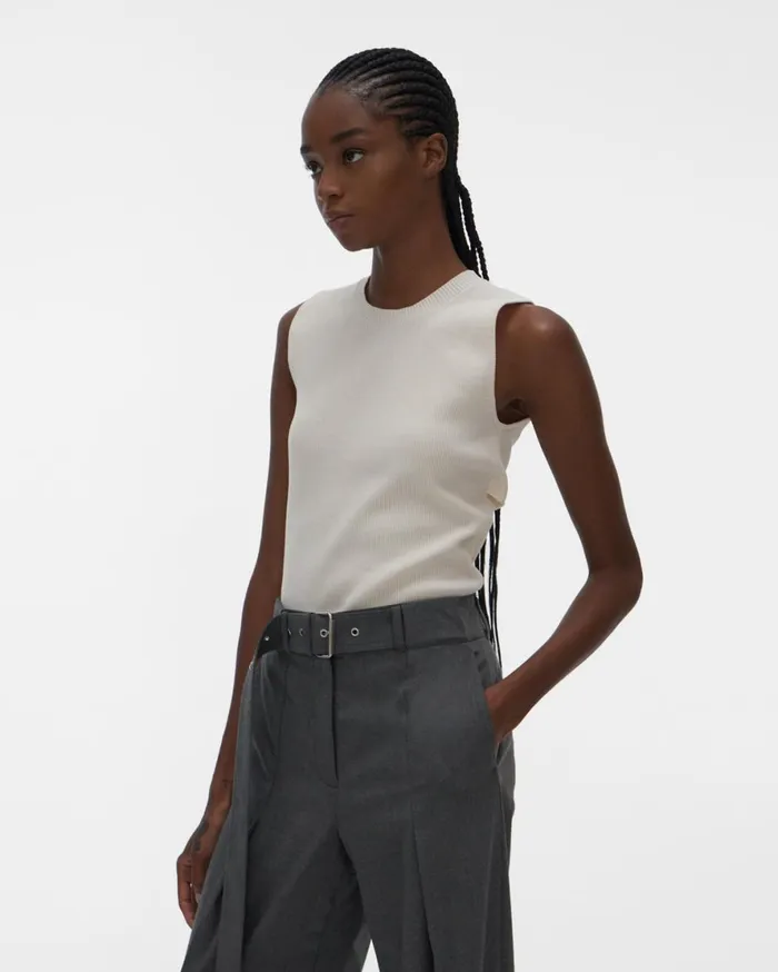 Women Helmut Lang Tops Slash Tank Winter White