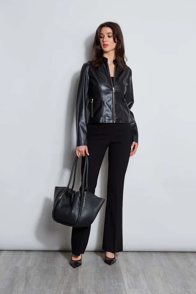 Women Jackets and Blazers Elie Tahari Vegan Leather Moto Jacket Noir