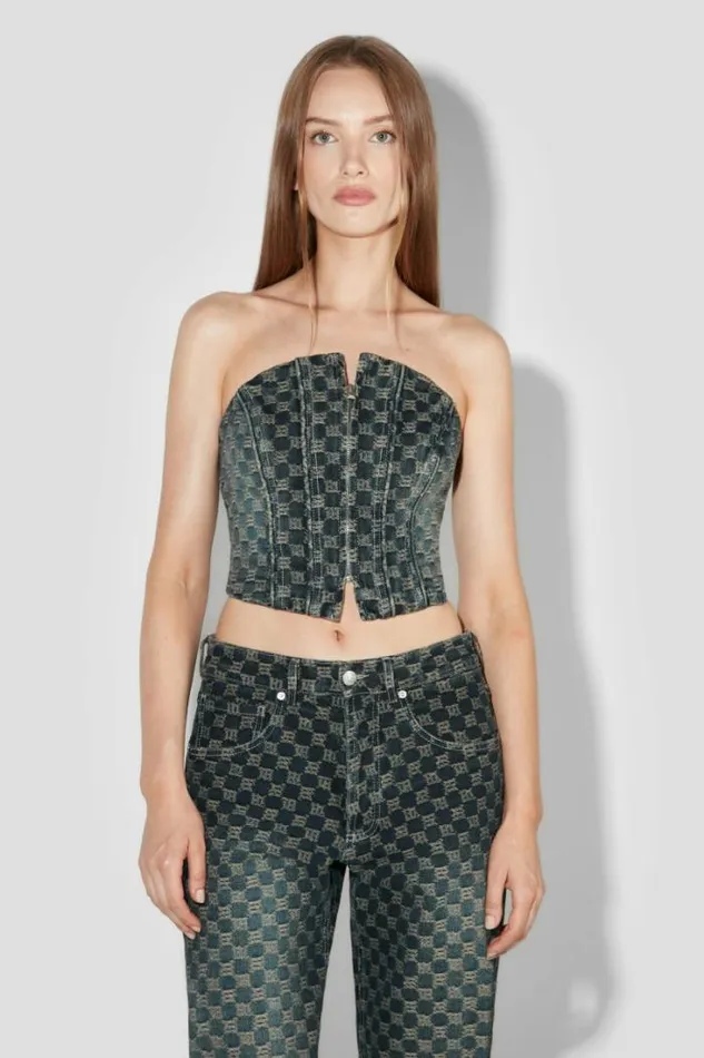 Women Jacquard Denim Monogram Corset MISBHV Denim