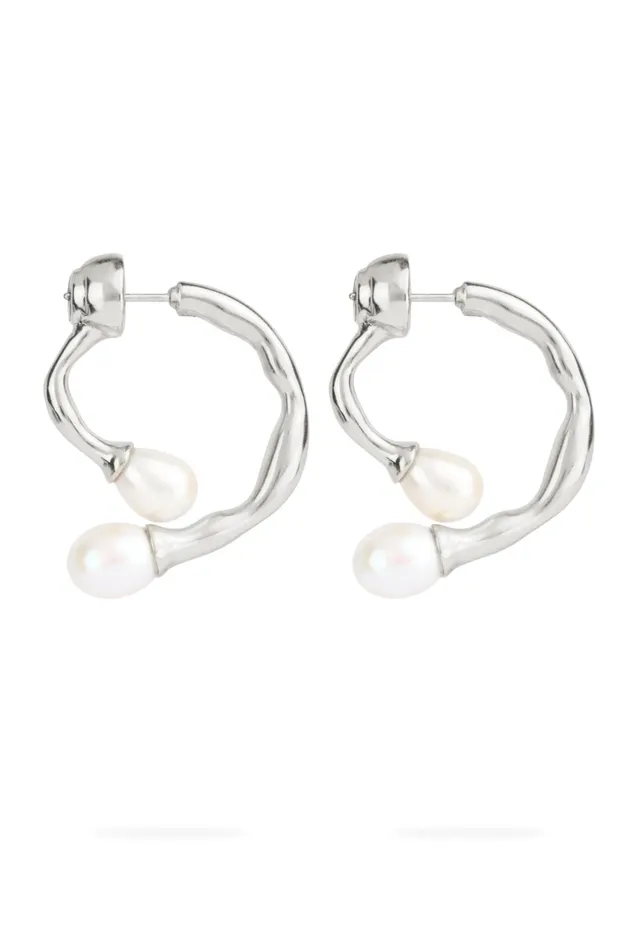 Women Jewellery Aje Ramona Pearl Bar Hoop Silver