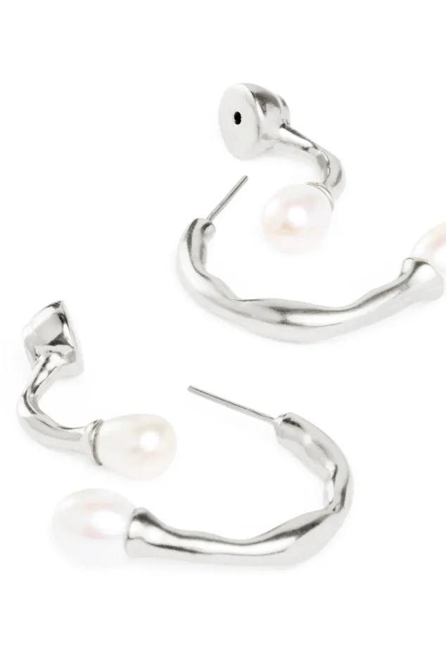 Women Jewellery Aje Ramona Pearl Bar Hoop Silver