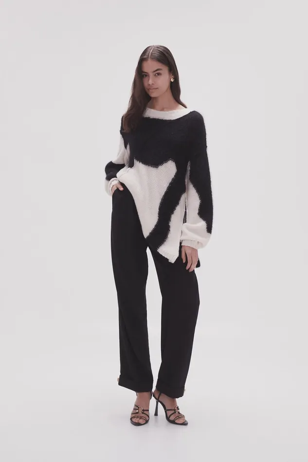 Women Knitwear and Jumpers Aje Addie Intarsia Knit Jumper Blackivory