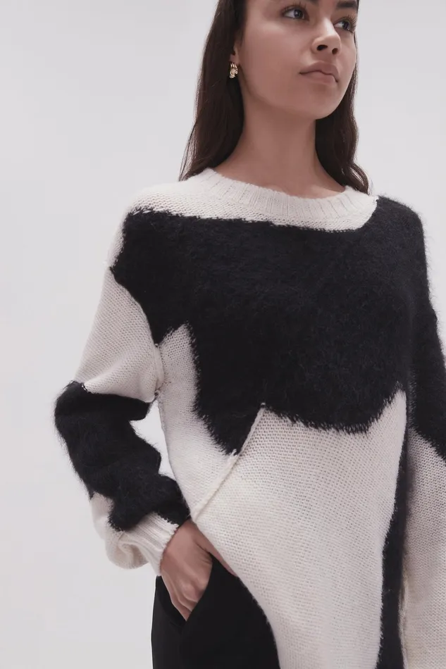 Women Knitwear and Jumpers Aje Addie Intarsia Knit Jumper Blackivory