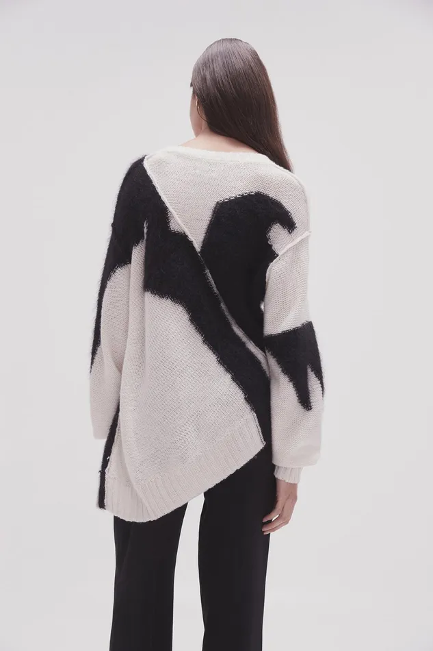 Women Knitwear and Jumpers Aje Addie Intarsia Knit Jumper Blackivory