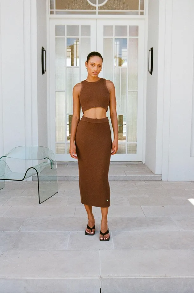 Women Knitwear SABO SKIRT Heather Skirt 8211 Mahogany