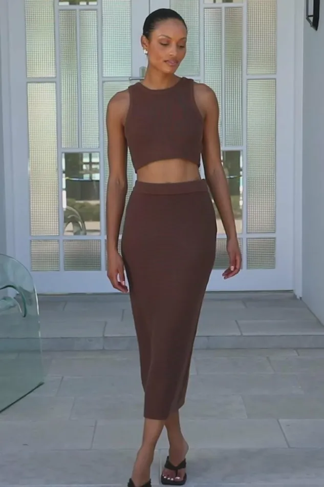 Women Knitwear SABO SKIRT Heather Skirt 8211 Mahogany