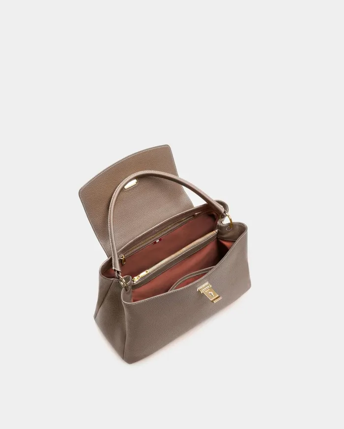 Women Layka Leather Top Handle Bag In Light Brown Bally Top Handle Bags