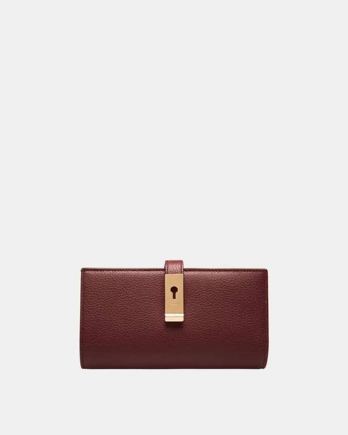 Women Lock Me Long Wallet In Andorra Grained Leather Bally Wallets and Card Holders