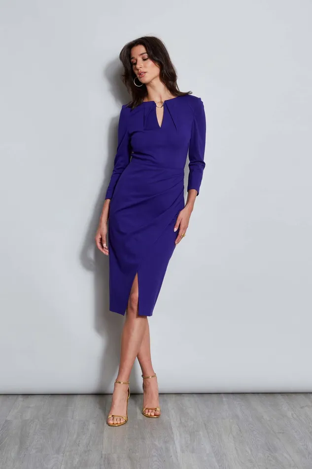 Women Long Sleeve Dresses Elie Tahari Keyhole Ring Wrap Dress Grape