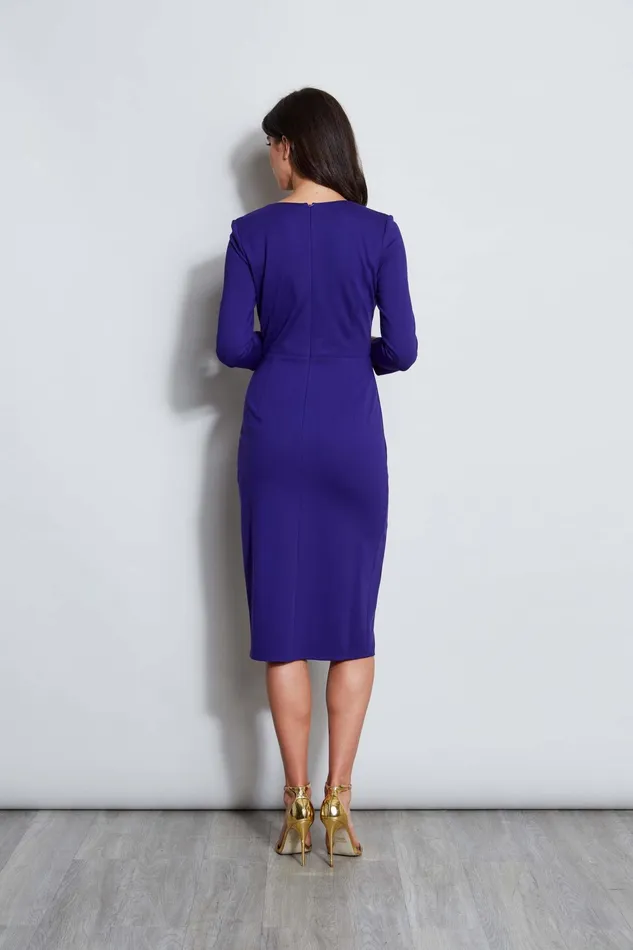 Women Long Sleeve Dresses Elie Tahari Keyhole Ring Wrap Dress Grape