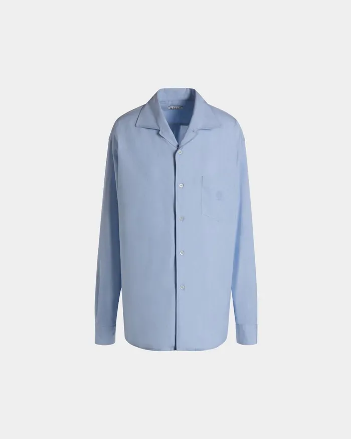 Women Long Sleeve Shirt In Light Blue Cotton Bally Shirts and TShirts