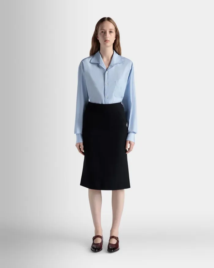 Women Long Sleeve Shirt In Light Blue Cotton Bally Shirts and TShirts