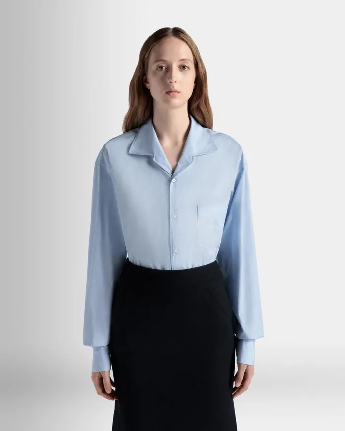 Women Long Sleeve Shirt In Light Blue Cotton Bally Shirts and TShirts