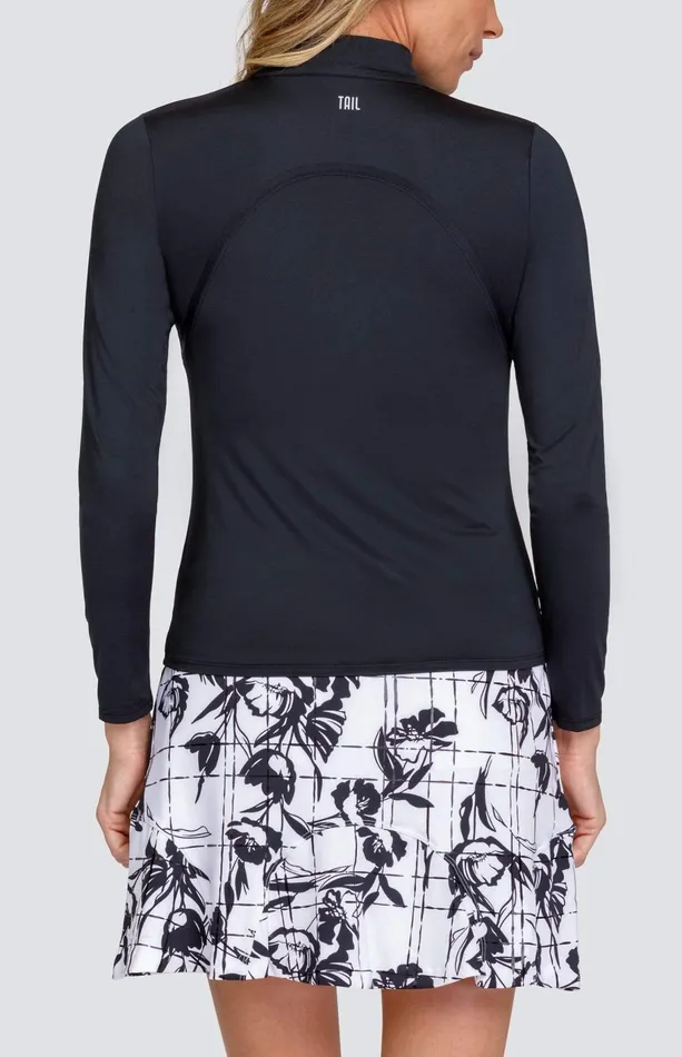 Women Long Sleeve Tail Activewear Amelia Top 8211 Onyx Black