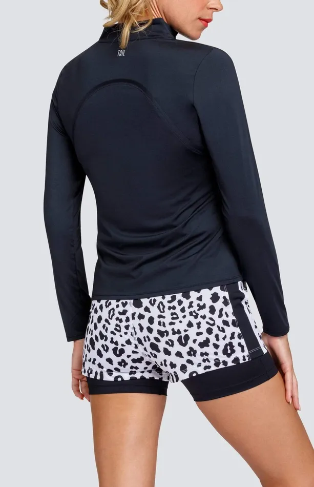 Women Long Sleeve Tail Activewear Amelia Top 8211 Onyx Black