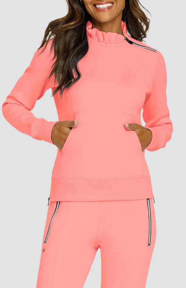 Women Long Sleeve Tail Activewear Condoleezza Neon Melon Punch Pullover